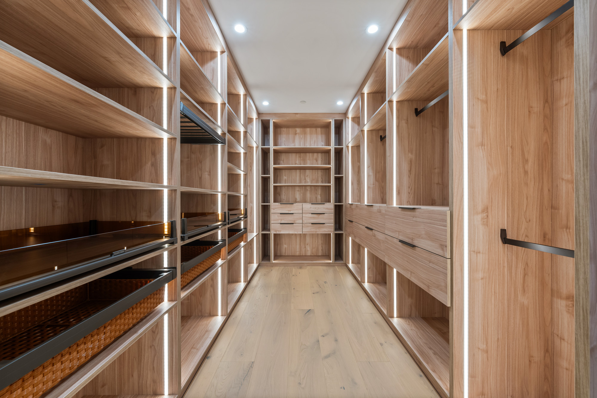 Oak walk-in closet